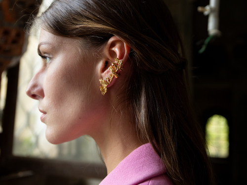 ASYMMETRIC EARRINGS FOGLIA DORO