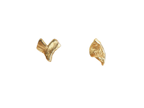 Fogli, asymmetrical gold earrings