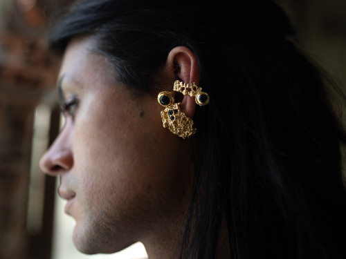 Boucle d'oreille & ear cuff Black Angel Nephilims