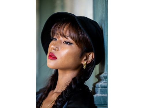 Punk Rock Borghese, asymmetrical gold earrings