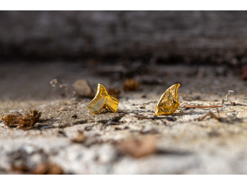 Fogli, asymmetrical gold earrings
