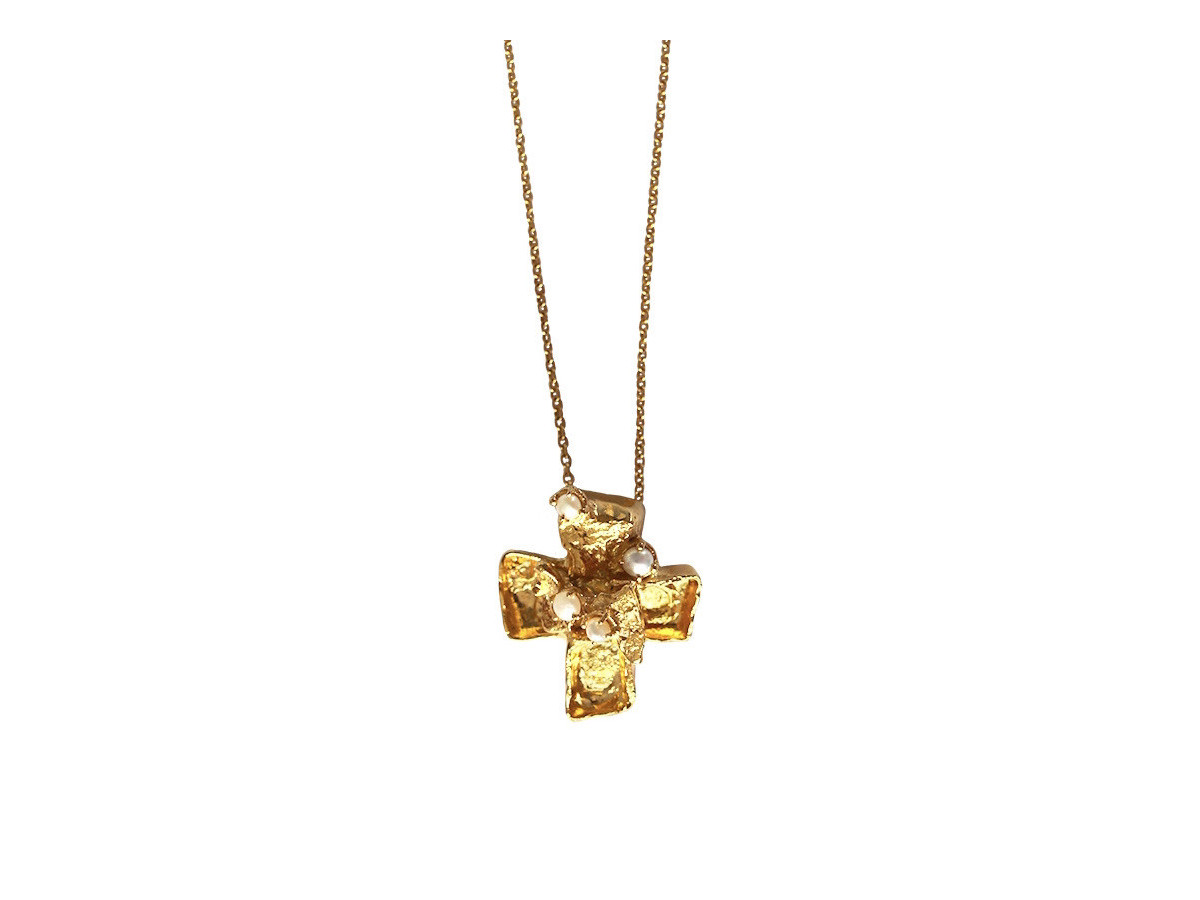 Gold Metal Jesus Crucifix Necklace | Gold Cross Costume Necklace